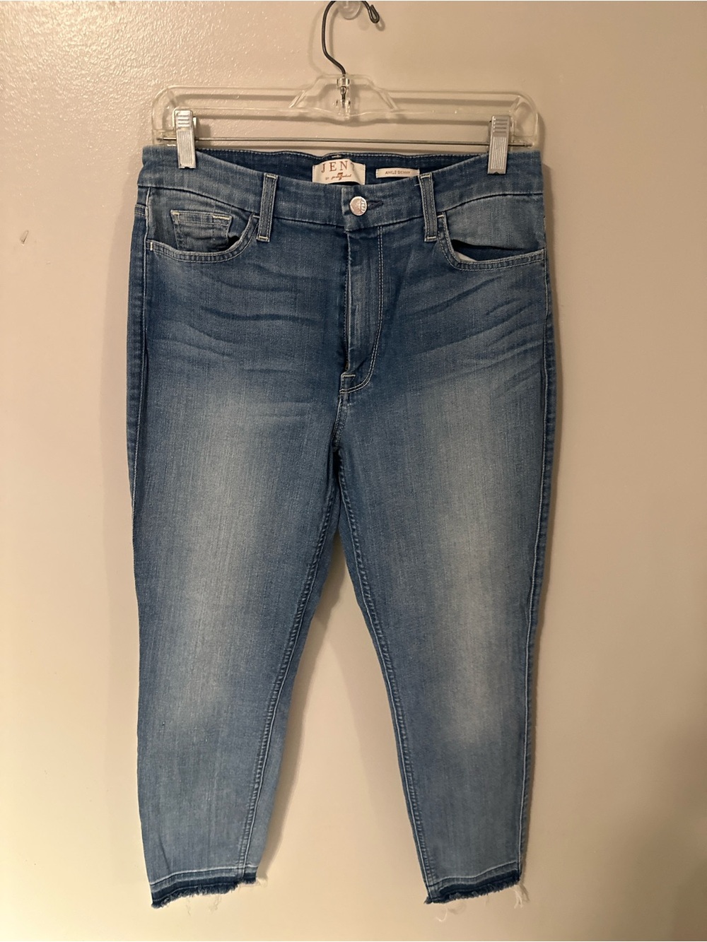 7 For All Mankind Light Blue Cropped Stretch Skinny Jeans